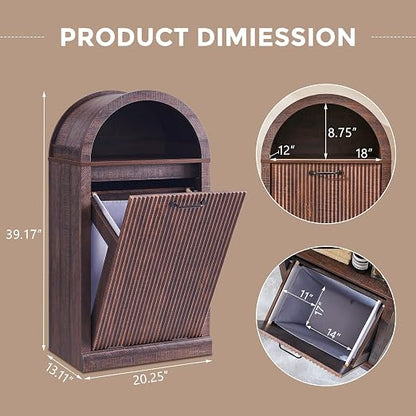 Arched Tilt-Out Trash Can Cabinet, Fluted 10 Gallon Trash Can Cabinet Set of 2 - Image 2