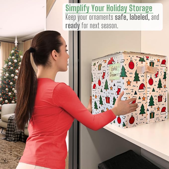 VENO 2 Pack Christmas Ornament Storage Box, Holiday Ornament Organizer - Image 4