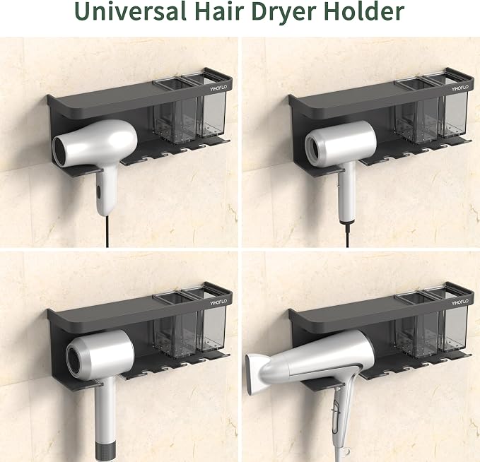 Hair Dryer Holder Wall Mounted Adhesive/Drilling, Hair Dryer Storage Organizer - Image 2