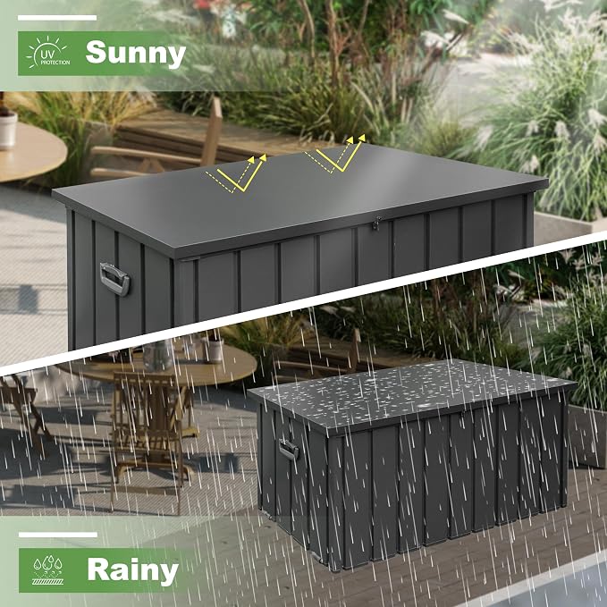 Domi 100 Gallon Deck Box, Outdoor Metal Lockable Storage Cabinet, Waterproof - Image 7