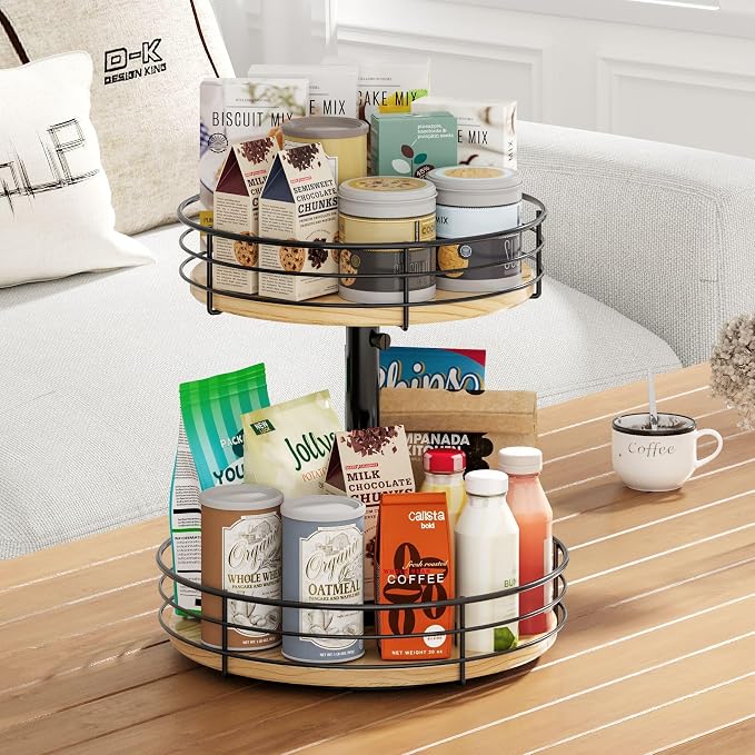 2 Tier Lazy Susan Spice Rack Organizer, Rotating Turntable, 12 Inch, - Image 6
