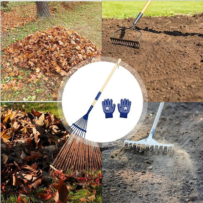 Kids Leaf Rake, 27 Inch Detachable Wooden Handle - Image 4