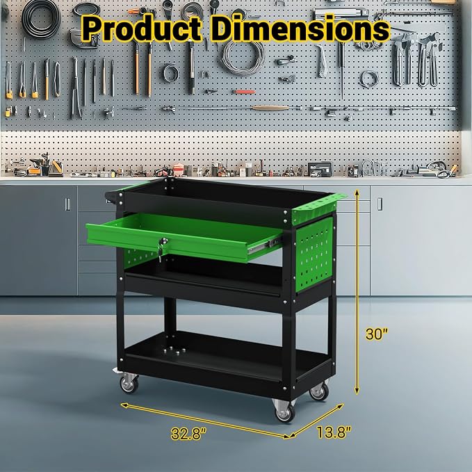 3 Tier Rolling Tool Cart on Wheels, 550 LBS Tool Cart - Image 3