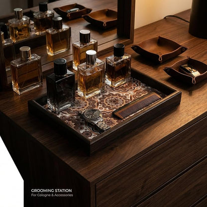 Wooden Valet Tray with Leather Base - Image 8