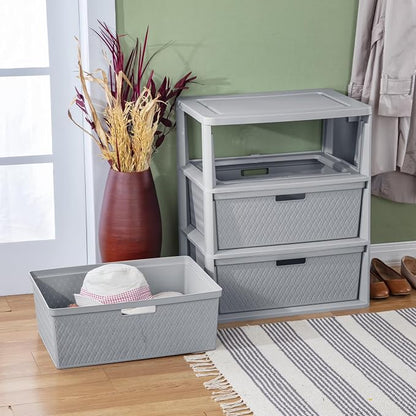 Wide 3 Drawer Tower Plastic Storage Organizer - Image 4