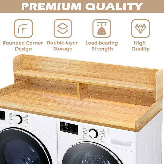 Royxen Laundry Countertop with 2-Tier Shelf Universal Fit, Washer and Dryer - Image 5