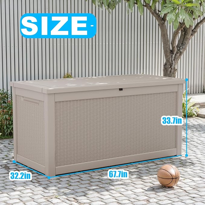 320 Gallon Outdoor Deck Box, Resin Waterproof Storage Box - Image 4