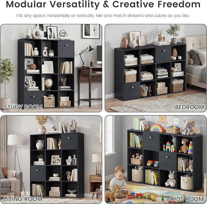Cube Storage Organizer with 12 Open Shelf, Freestanding Book Case, Cubicle - Image 4