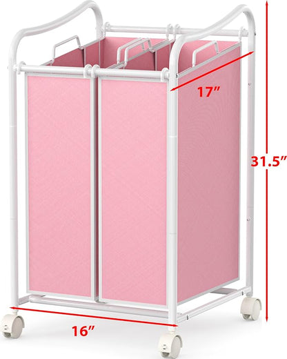 Simple Houseware 2-Bag Heavy Duty Rolling Laundry Sorter Cart - Image 2