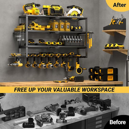 YYR Large Power Tool Organizer Wall Mount, Heavy Duty Metal Cordless Drill - Image 4