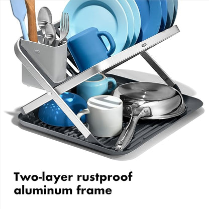OXO Good Grips Aluminum Fold Flat Dish Drying Rack, - Image 3