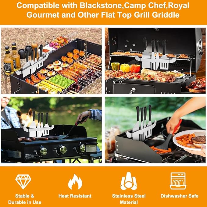 10 Inch Griddle Spatula Holder Magnetic Design, Stainless Steel Grill Barbecue - Image 6