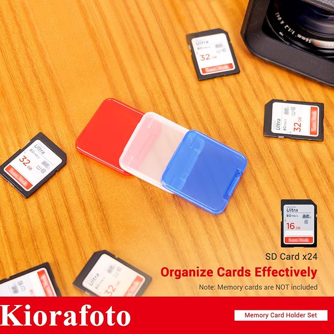 Kiorafoto 24 PCS Multi-Color Clear Plastic SD Card Case Holder - Image 2
