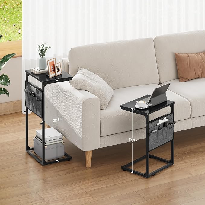 Vagusicc C Shaped End Table, Adjustable Height Small Couch Side Table - Image 9