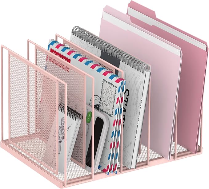 File Organizer for Desk, 5-Section Vertical File Sorter, Paper Holder Organizer by JMHUD