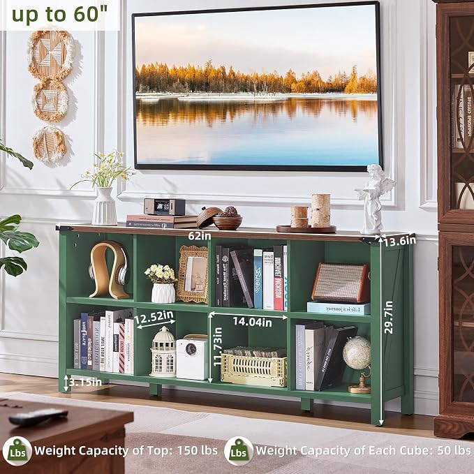 Joaxswe 8 Cube Storage Organizer, Farmhouse Green 62 Inch Wide Horizontal - Image 2