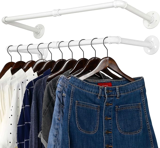 WEBI Clothing Rack Wall Mount, Heavy Duty Iron Garment Rack Bar, Retail Display by WEBI