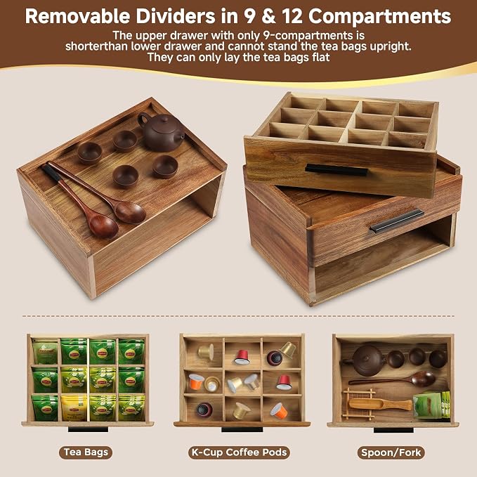 Acacia Wood Tea Bag Organizer - Image 5