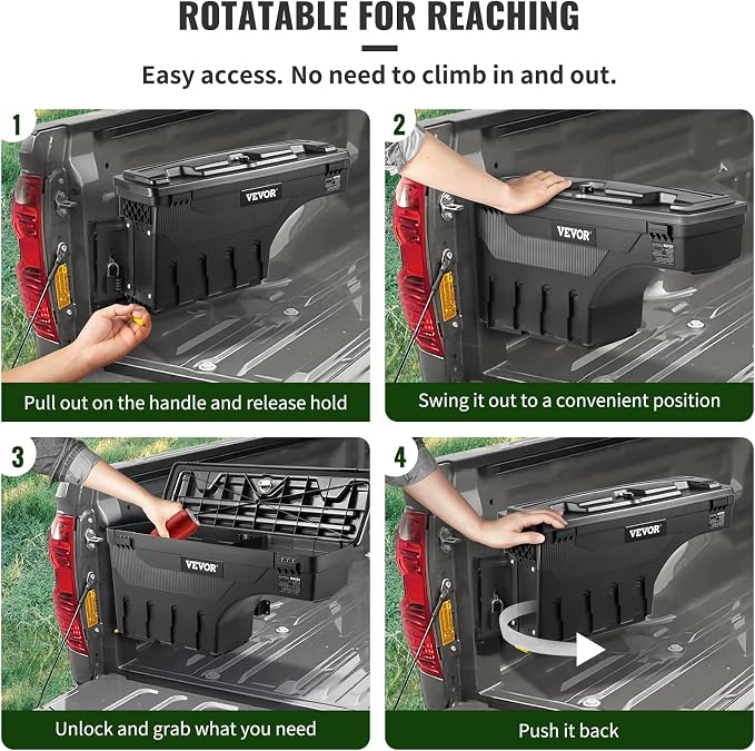 VEVOR Truck Bed Storage Box, Lockable Lid, Waterproof ABS Wheel Well Tool Box - Image 5
