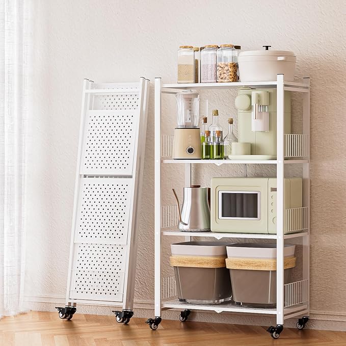 Folding Storage Shelves No Assembly, 4 Tier Foldable Storage Shelves by Unknown