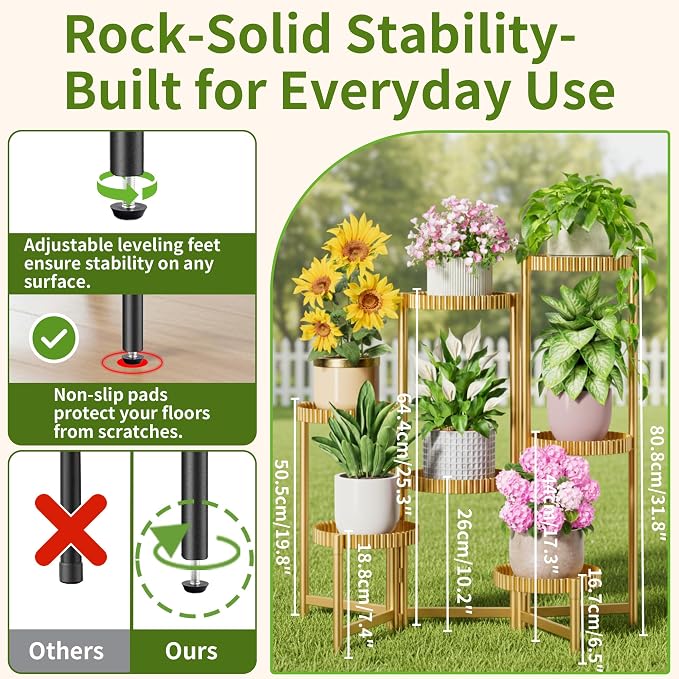 7 Tier Large Tiered Plant Stand Indoor, 7.9 Inch Wide Tall Corner Metal Plant - Image 3