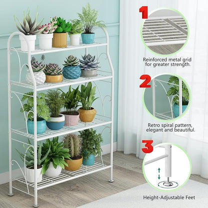 SORCEDAS Plant Stand Indoor Outdoor Plant Shelf 4 Tier Metal Corner Flower - Image 6