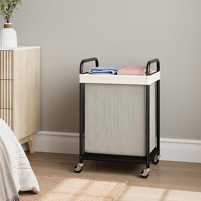 ELYKEN Laundry Basket with Wheels, 80L Rolling Laundry Hamper with Removable - Image 8