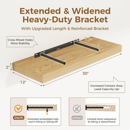 30 Inch Floating Shelves, 12 Inch Deep Floating Shelves - Image 3
