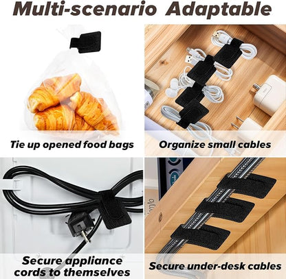 50PCS Hook and Loop Cable Straps, Cable Management Under Desk, Self Adhesive - Image 3