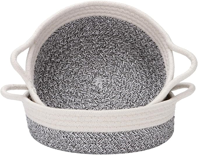 Sea Team 2-Pack Cotton Rope Baskets, 10 x 3 Inches Small Woven Storage Basket by SeaTeam