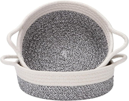 Sea Team 2-Pack Cotton Rope Baskets, 10 x 3 Inches Small Woven Storage Basket by SeaTeam