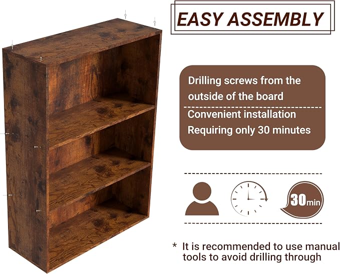 Wooden 3 Cube Storage Organizer, 3 Tier Low Bookcase Storage Display Organizer - Image 4