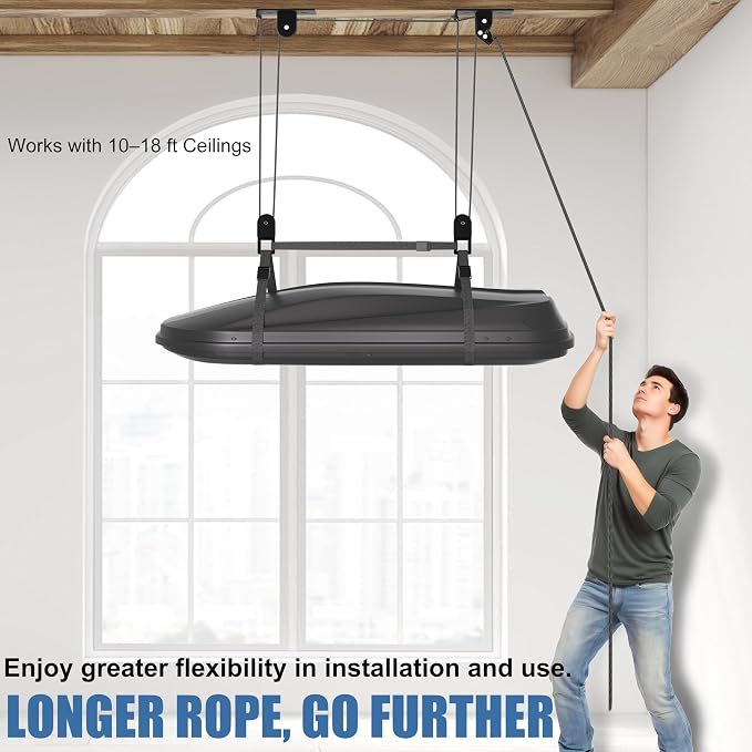Cargo Box Pulley System for Garage Storage, Heavy-Duty - Image 3