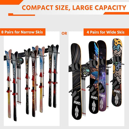 Ultrawall Wall Mount Ski Rack, Garage Ski Storage Rack, Ski Hangers - Image 3