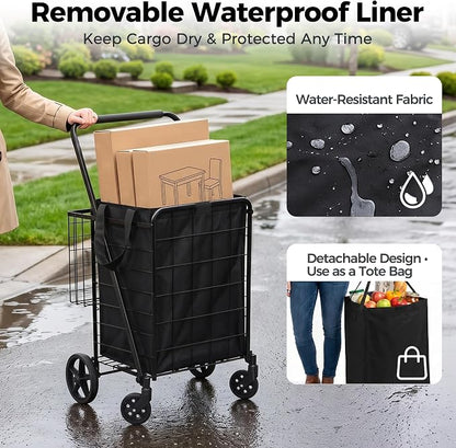 Foldable Shopping Utility Cart Portable Grocery Cart - Image 4