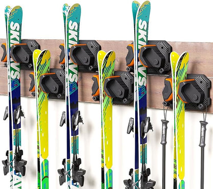 Ski & Snowboard Wall Rack for Garage Wall Fits Any Ski/board, Ski Wall Mount by SkifavsSkiWallMount