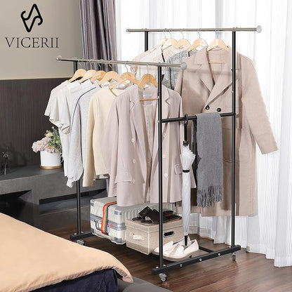 VICERII Clothes Rack, Double Clothing Rack - Image 2