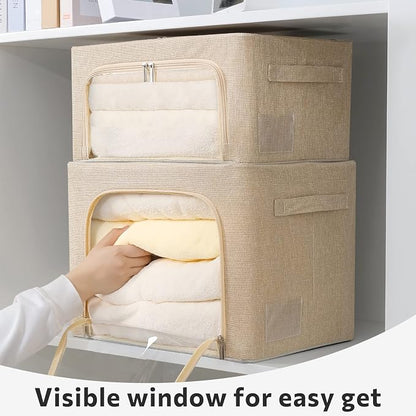 FHSQX 2 Pack Clear Window Storage Bins Foldable Fabric Storage Bins Boxes - Image 6
