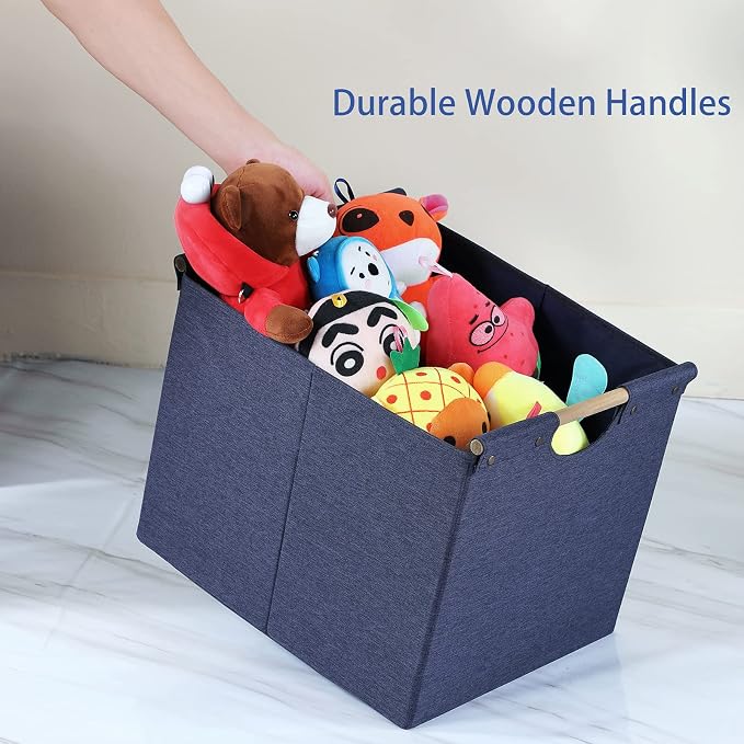 HOONEX Large Foldable Storage Bins, Linen Fabric, Storage Baskets - Image 4