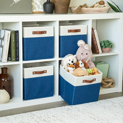 OrganiHaus 11" x 11" x 11" Fabric Cubes Storage Bins Set of 4, Foldable - Image 3