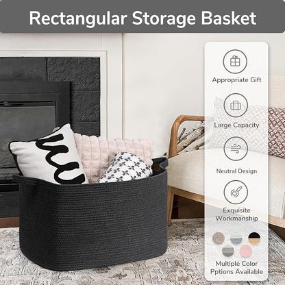 Goodpick Extra Large Storage Basket, 23.6" x 15.7" x 13.8" Rectangle Cotton - Image 7