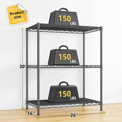 DurayLoly 3-Tier 450LBS Adjustable Wire Shelving Unit - Image 3