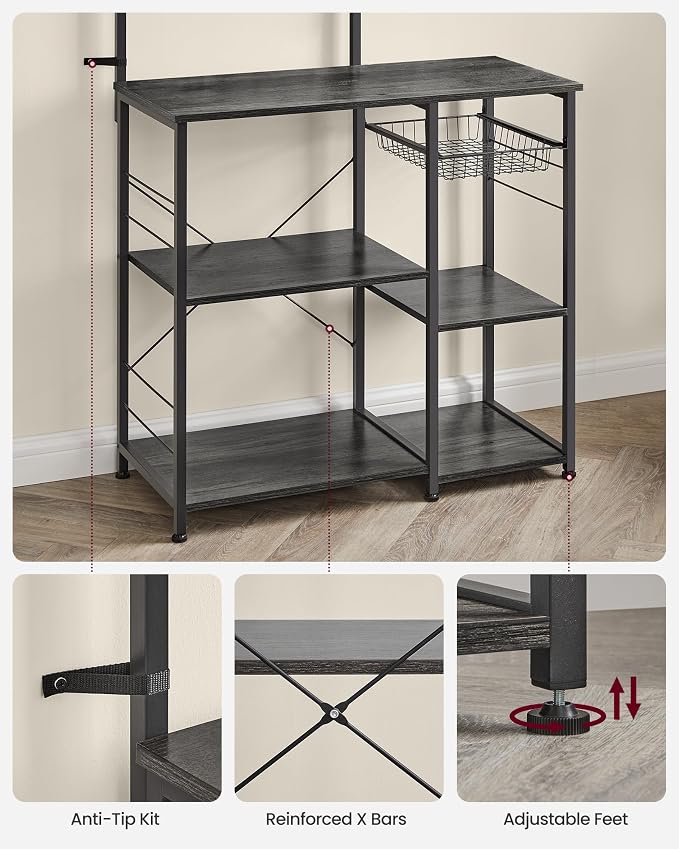 VASAGLE Baker's Rack, Microwave Stand, Kitchen Storage Rack - Image 6