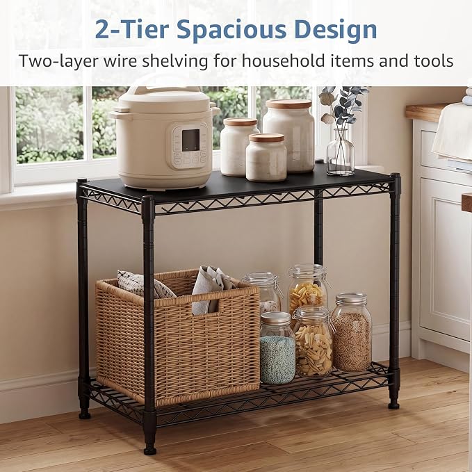 DUMOS 2-Tier Metal Wire Storage Shelves, Adjustable Standing Storage Rack Shelf - Image 3