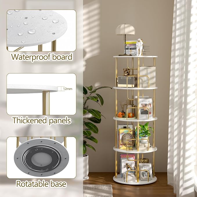 360° Rotating Bookshelf, Revolving Bookcase - Image 5