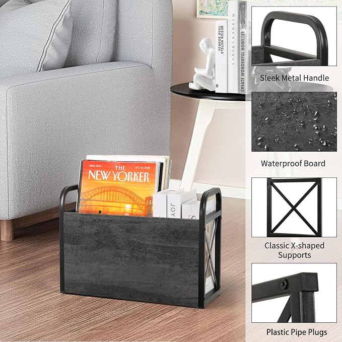 YINMIT Magazine Holder, Magazine Rack Floor, Magazine Storage Basket, Folder - Image 3