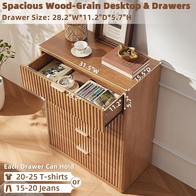 LEYAOYAO Fluted 5 Drawers Dresser - Image 6