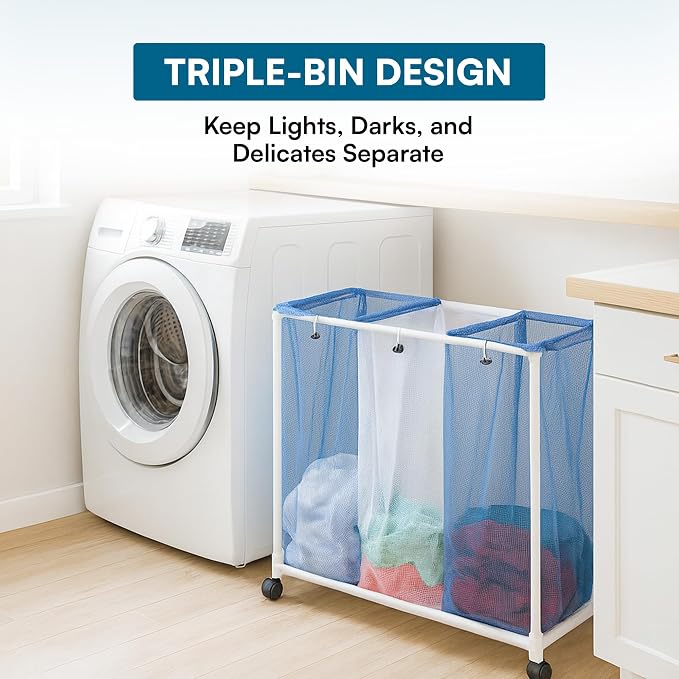 Honey-Can-Do HMP-01629 3 bag mesh laundry sorter, 30.5" x 15.3" x 30" - Image 4