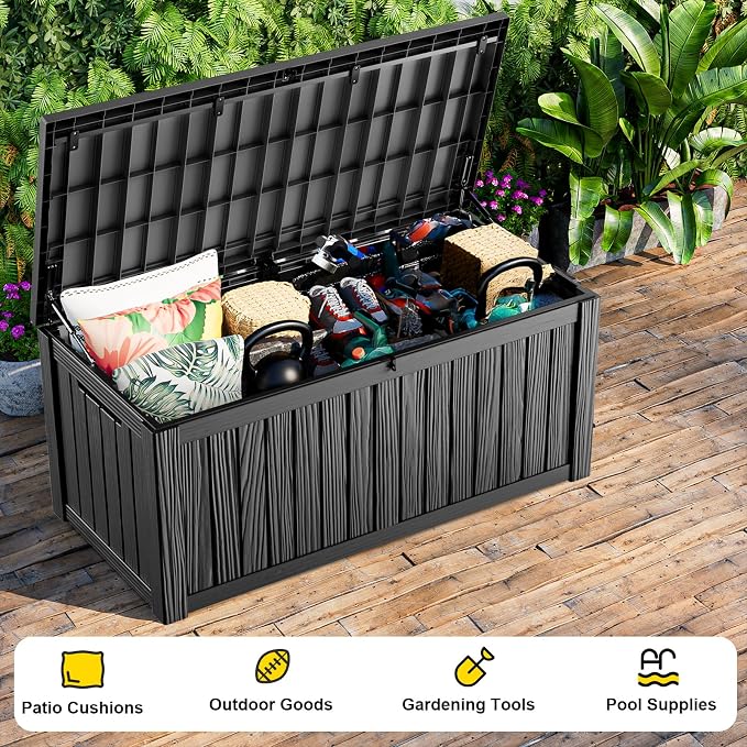 150 Gallon Waterproof Outdoor Storage Box, UV Resistant Resin Deck Box - Image 5