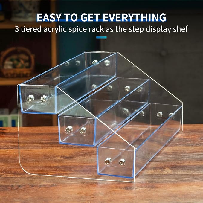 Acrylic Spice Rack, Tiered Spice Rack Shelf Seasoning Organizer - Image 2